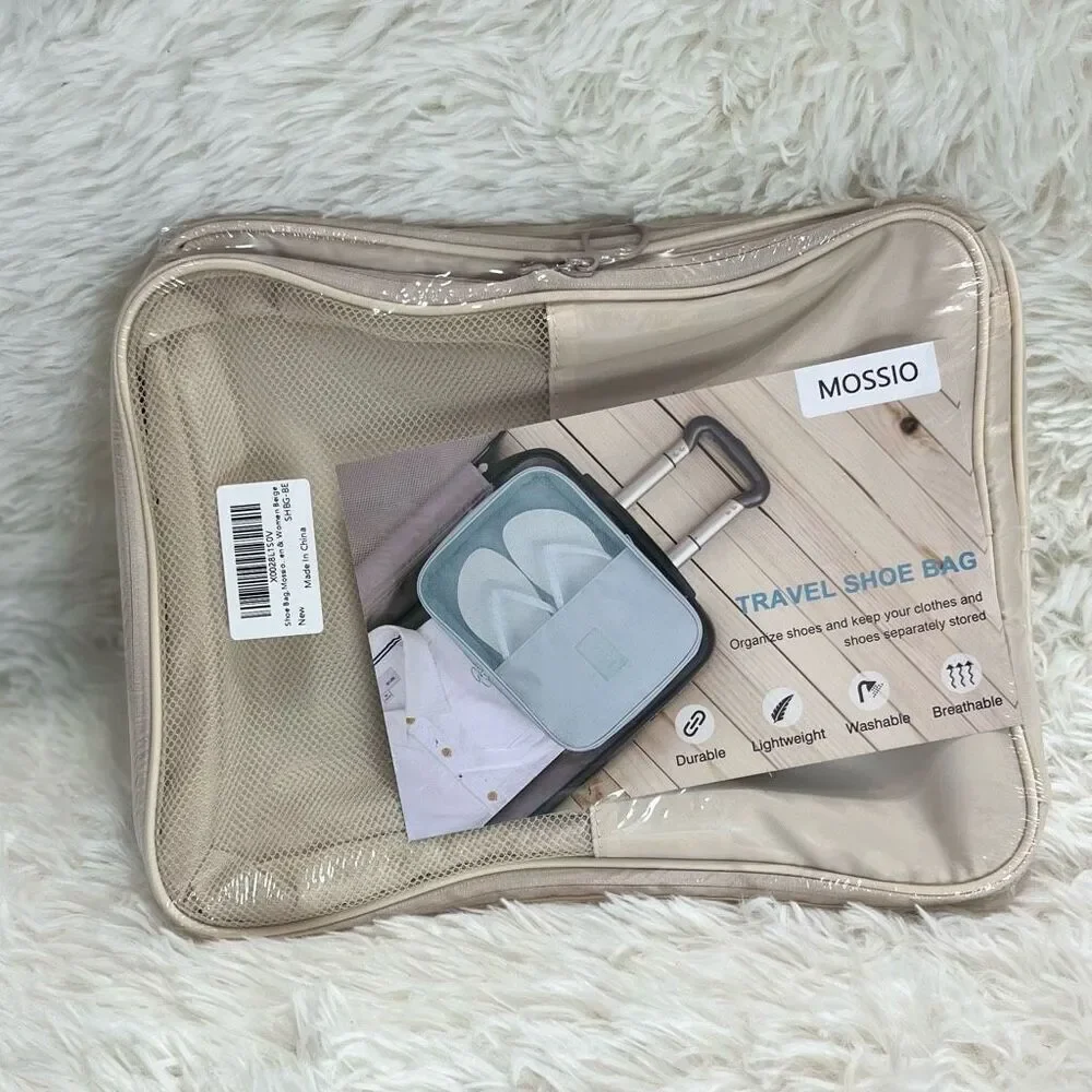 Mossio Shoe Bag Travel Daily Use Storage Pouch Organizer Beige Unisex Luggage